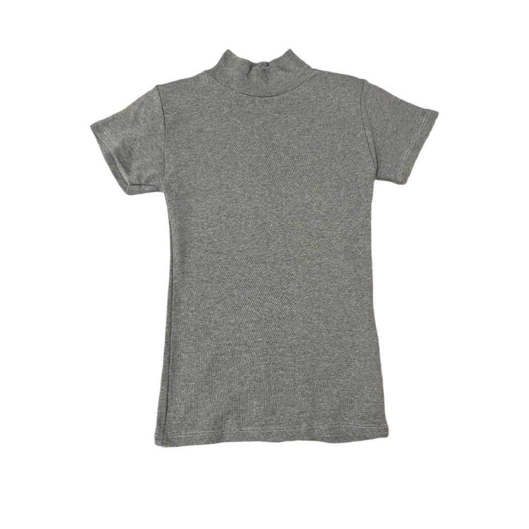 Grey Ribbed Short Sleeve Mock Neck Top (Category: Shirts) located in Manila. Submitted by kirrsy (Listing ID 1469825389, Image 1). Description: - Color: Grey - Style: Mock turtle neck, short sleeves, fitted cut - Material: Soft and stretchy ribbed fabric -Size: runs in XS to S Size: Bust: 68cm Waist: 64cm Length: 60cm I only do meet-ups or Lalamove deliveries within these areas: Cavite and Makati. Thank you!.