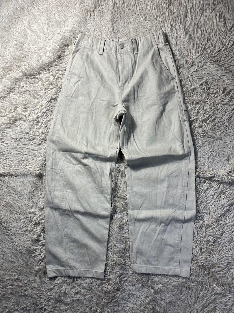 GU by Uniqlo Barrel Leg Work Pants Lightgray (Category: Jeans) located in Bulacan. Submitted by pickedout2023 (Listing ID 1469793882, Image 1). Description: GU by Uniqlo Barrel Leg Work Pants Lightgray S on tag / 30-31 waist / 40 length / 13 thigh / 9.5 hem As new condition .