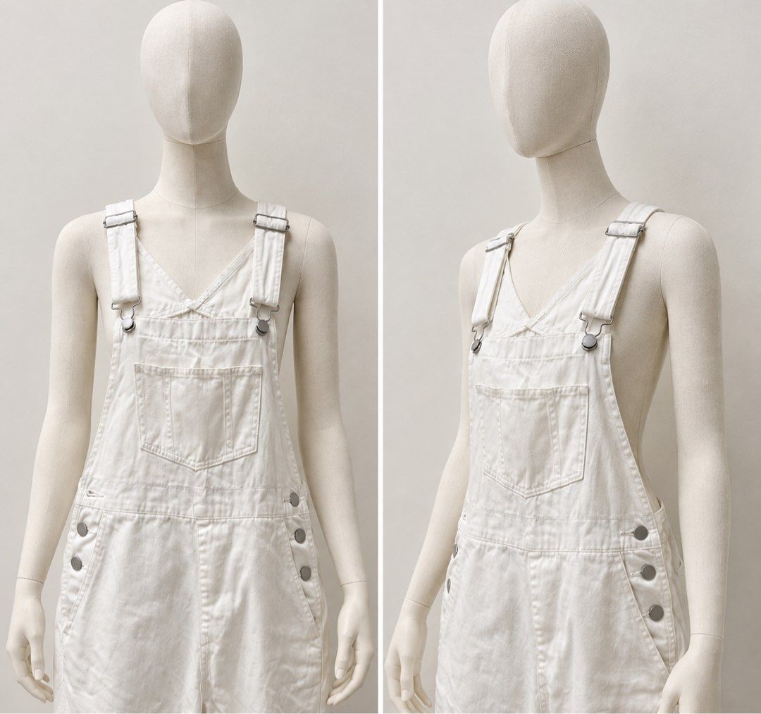 GU White Denim Overalls Size M (Category: Jumpsuits) located in Santa Cruz. Submitted by zellethrifts (Listing ID 1469858448, Image 2). Description: • Bought in GU Japan 🇯🇵 • Used / like new • Fits medium to large • In excellent condition • Photos taken using mannequin only 🚚 Shipping via J&T only 📦 Shipping fee to be shouldered by buyer 💳 Mode of payment: GCash 📍 Santa Cruz, Laguna.