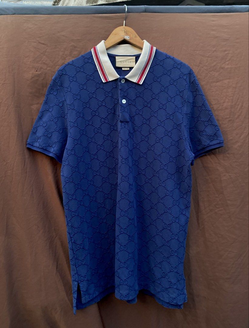 GUCCI GG MONOGRAM POLO SHIRT (Category: Tshirts & Polo Shirts ) located in Antipolo. Submitted by treasurethings02 (Listing ID 1469770522, Image 1). Description: GUCCI MONOGRAM POLO SHIRT DIMENSIONS 22W/31L L TO XL EXCELLENT CONDITION 9.5/10 CR HEAVY COTTON NAVY BLUE COLOR SOBRANG GANDA NETO SA PERSONAL PHOTO DETAILS🫶🏻.