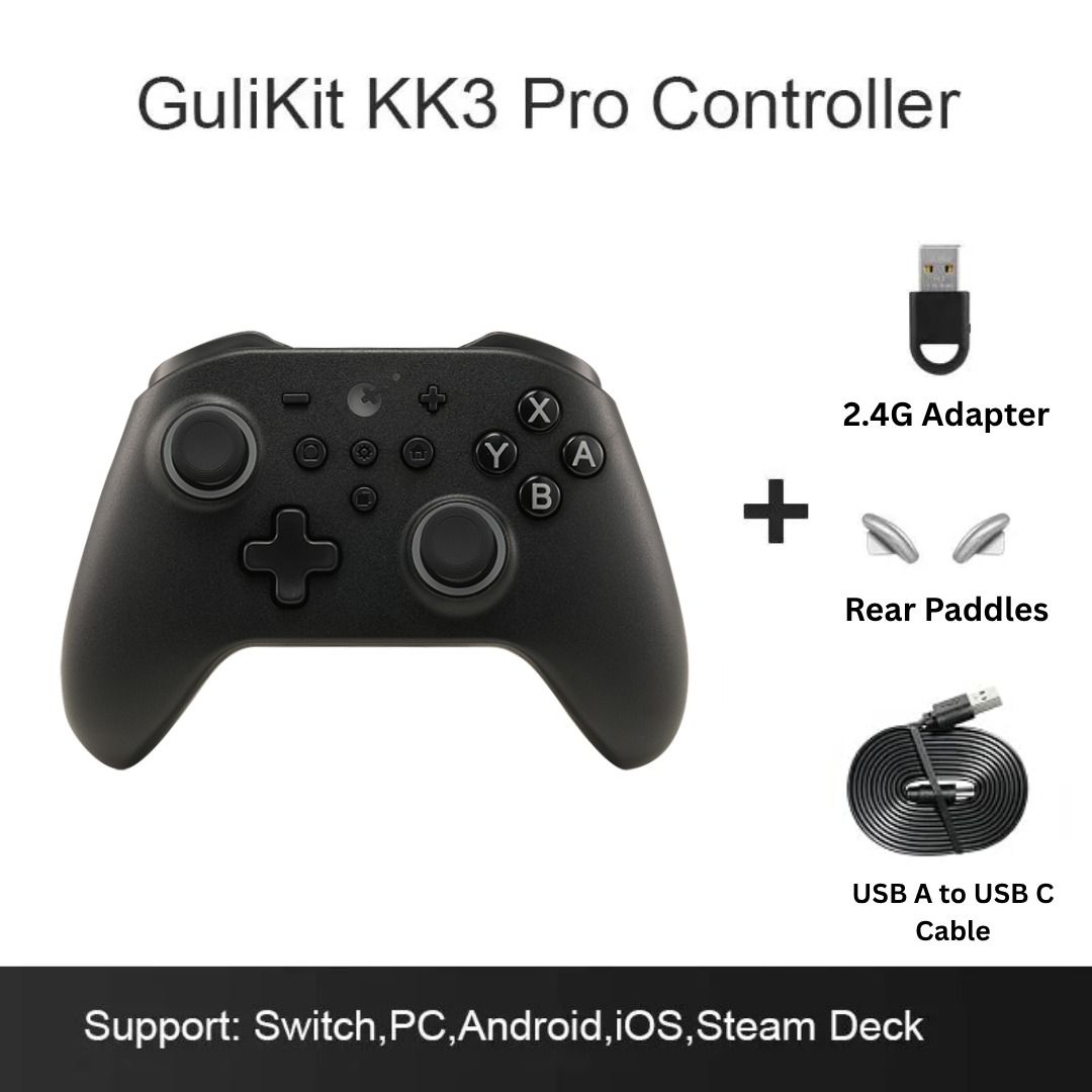 Gulikit KK3 Pro Wireless Gaming Controller Black (NS38) (Category: Controllers) located in Makati City. Submitted by Xerberus (Listing ID 1469925584, Image 3). Description: Gulikit KK3 Pro Wireless Gaming Controller Black (NS38) The GuliKit KK3 Pro (Model NS38) is a multi-platform wireless gaming controller featuring Hall Effect technology designed to eliminate stick drift. Key Specifications & Features: • Joysticks & Triggers: Equipped with elec