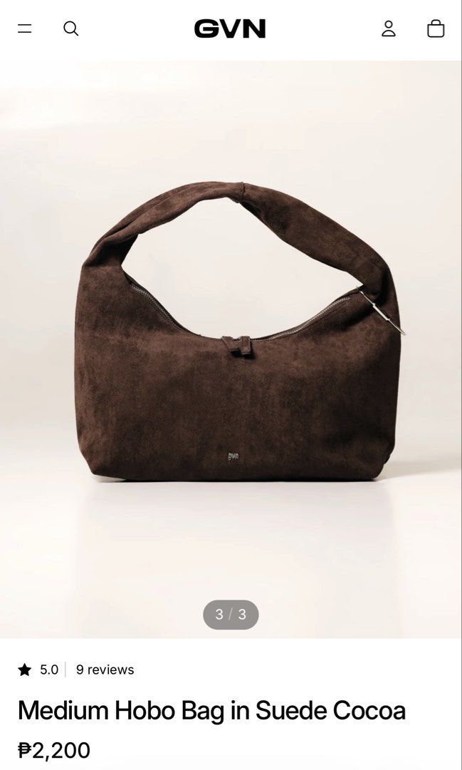 GVN Medium Hobo Bag in Suede Cocoa (Category: Shoulder Bags) located in Paranaque City. Submitted by closetanghelita (Listing ID 1469832047, Image 3). Description: No stains or issues Medium size RFS: decluttering.