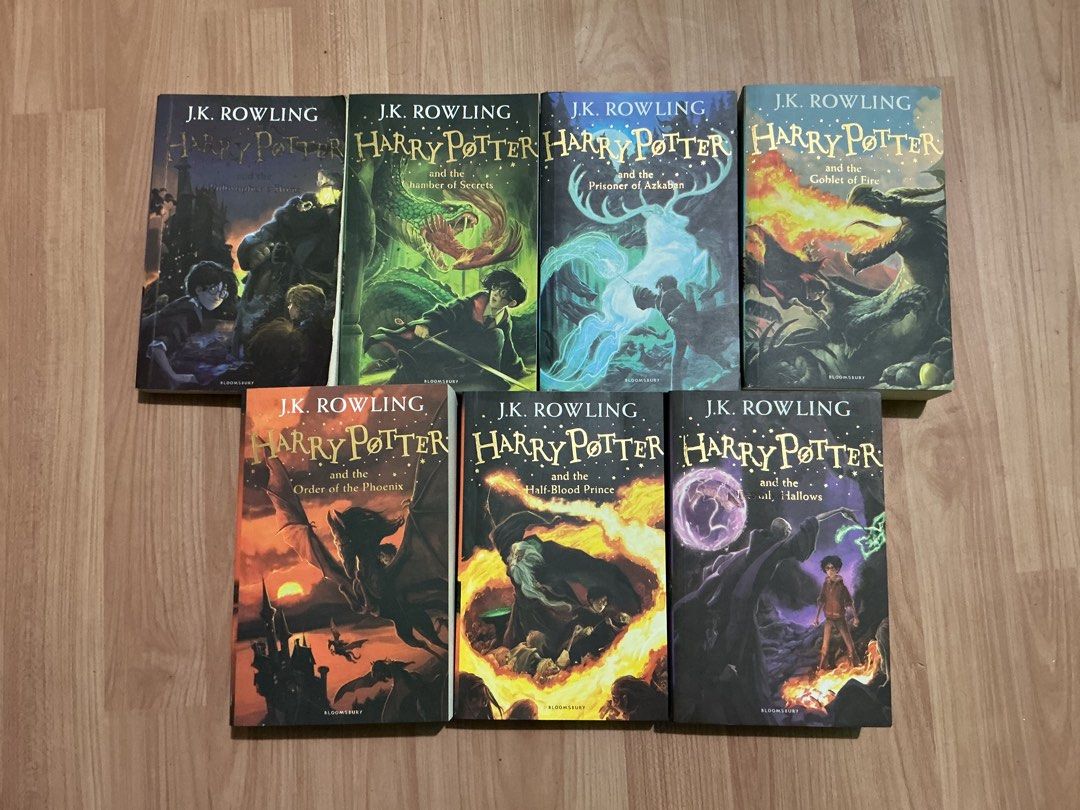 Harry Potter Complete 7 Book Set Bloomsbury Paperback (Category: Storybooks) located in Cebu City. Submitted by oscarwilding (Listing ID 1469900876, Image 1). Description: Selling my complete Harry Potter series (Books 1 to 7) by J.K. Rowling to raise some extra funds. Originally bought it for 1,500 (w box). Condition: Not used (except for book 1). Covers and spines are well-kept with minor signs of shelf wear, and all pages are complete, clean, 