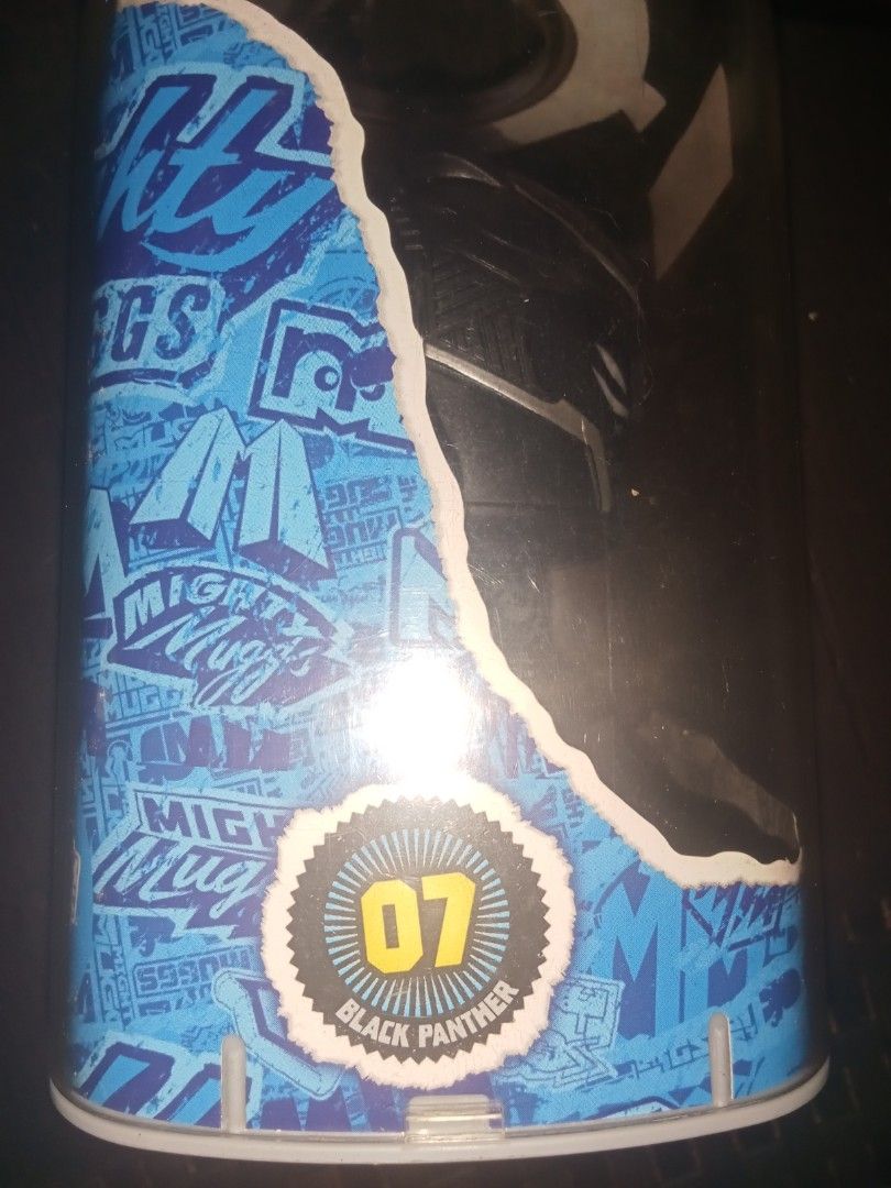 Hasbro Marvel Mighty Muggs Black Panther 07 Figure (Category: Figurines & Statues) located in Cavite. Submitted by emilgarcia09 (Listing ID 1469912505, Image 3). Description: - Official Hasbro Marvel Black Panther Mighty Muggs (No. 07) - Push-down head mechanism changes 3 facial expressions - Includes original window box packaging - Kept inside original plastic display case.