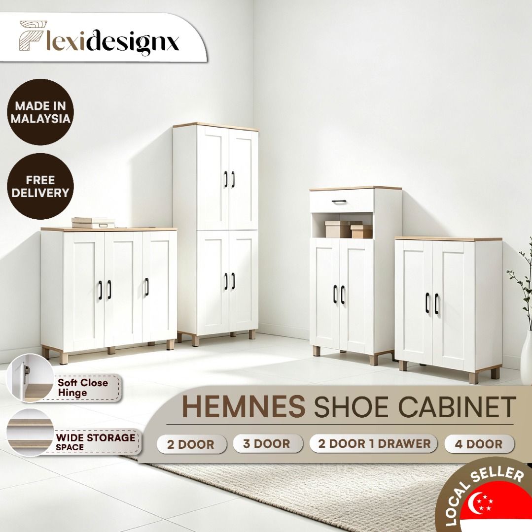 HEMNES 2/3/4 Door Shoe Cabinet Soft Close Ready Stock, Furniture & Home ...