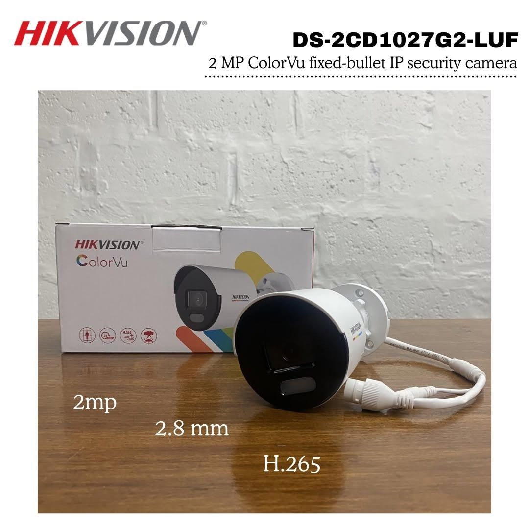 Hikvision DS-2CD1027G2-LUF 2MP ColorVu Fixed-Bullet IP Security Camera (Category: Security Systems & CCTV Cameras) located in Mandaluyong City. Submitted by 09178449559 (Listing ID 1469845323, Image 2). Description: 🔒📹 Protect What Matters with the Hikvision DS-2CD1027G2-LUF 2MP ColorVu IP Bullet Camera! 🔒📹 Experience reliable, high-quality surveillance with 24/7 full-color imaging, smart detection, and built-in audio. Designed for dependable