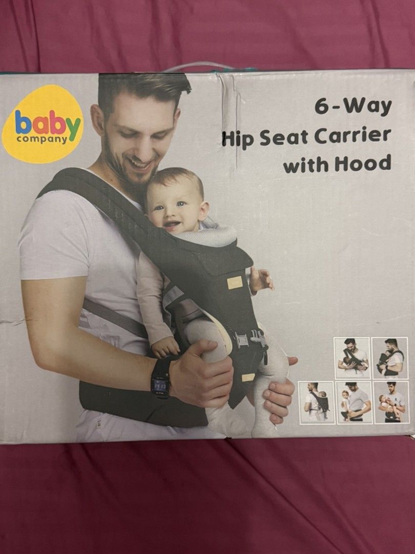 Hip Seat Carrier (Category: Carriers & Slings) located in Manila. Submitted by joshdavid9923 (Listing ID 1469939019, Image 1). Description: - Brand: Baby Company - Type: 6-way ergonomic hip seat baby carrier - Color: khaki and gray - Storage: Multiple convenient zippered pockets - Ergonomics: Even weight distribution for parent and baby - Inclusion: Original box included -No hood included -Used only twice -Good as new.