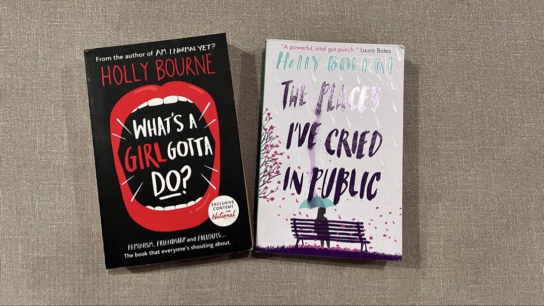 Holly Bourne Books (Category: Storybooks) located in San Fernando. Submitted by declutteringyishi (Listing ID 1469905940, Image 1). Description: open for tingi: what's a girl gotta do? (foxing and yellowing of the pages) - ₱150 the places i've cried in public (in very good condition) - ₱350.