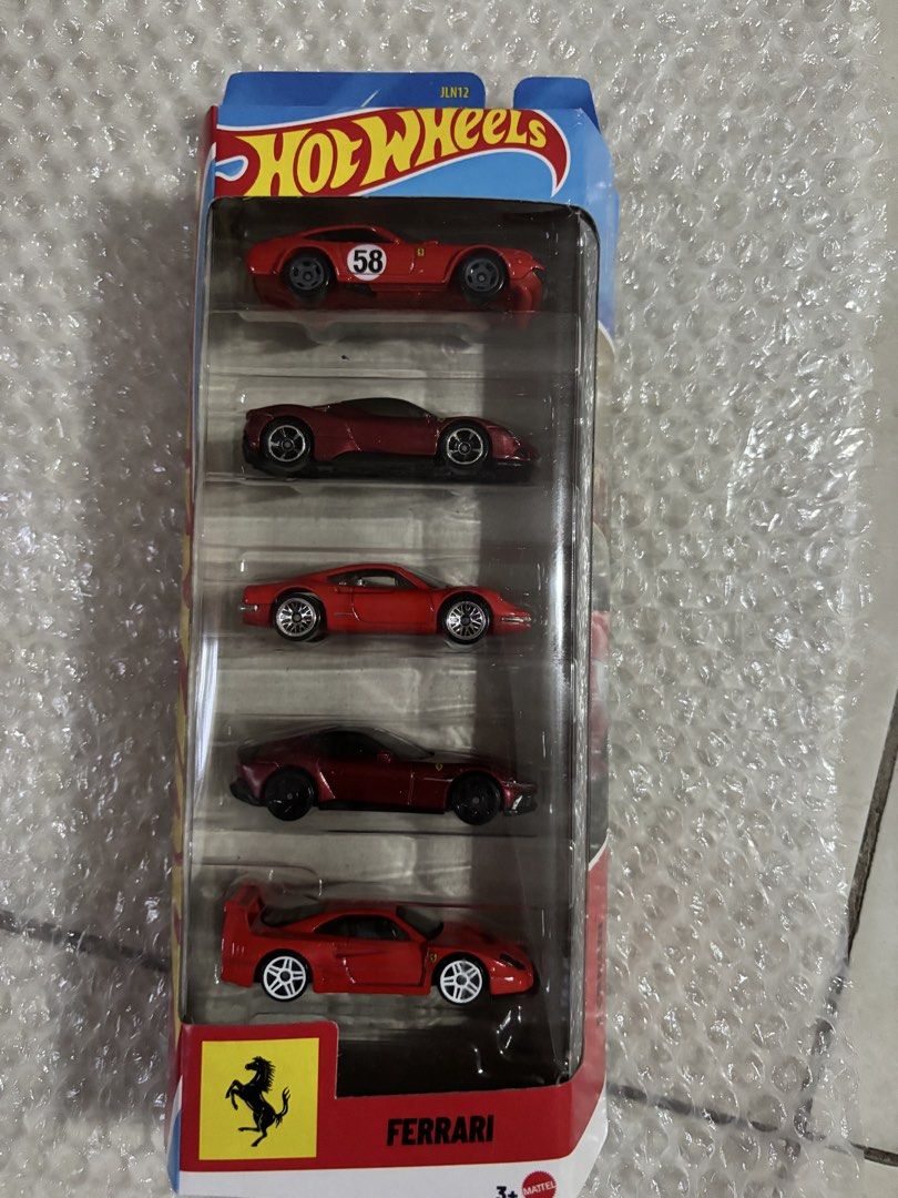 Hot Wheels Ferrari 5-Car Pack Set (Read description) (Category: Vehicle & Diecast Models) located in Manila. Submitted by rezzy580 (Listing ID 1469852057, Image 1). Description: Hotwheels ferrari 5 pack 750 firm price Models included:Dino 206 GT, SF90 Stradale, 365 GTB4 C, 12Cilindri, and F40 Competizione Loc: San Pedro Mop: Gcash Shipping via: JRS Express / Lalamove / LBC + Shipping fee Payment first before shipping Can video call while transact