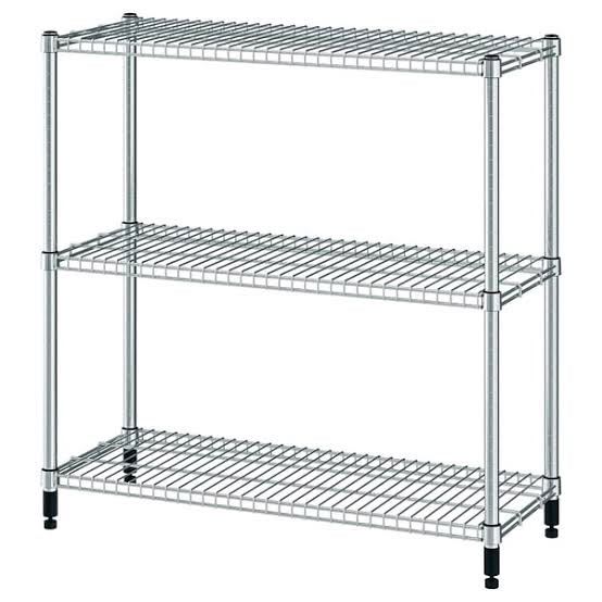Ikea Omar shelving system: 3-Tier Metal Storage Rack (Category: Shelves, Cabinets & Racks) located in Taguig. Submitted by dependingonvibe (Listing ID 1469774362, Image 2). Description: - Authentic Ikea Omar 3-tier metal storage rack. ✅ Function, ✅ Form, ✅ Flexibility - Sturdy wire shelf design suitable for indoor and outdoor use - Ideal for plants, books, storage boxes, or clothes organization - with minor signs of previous use - Location: Arca 