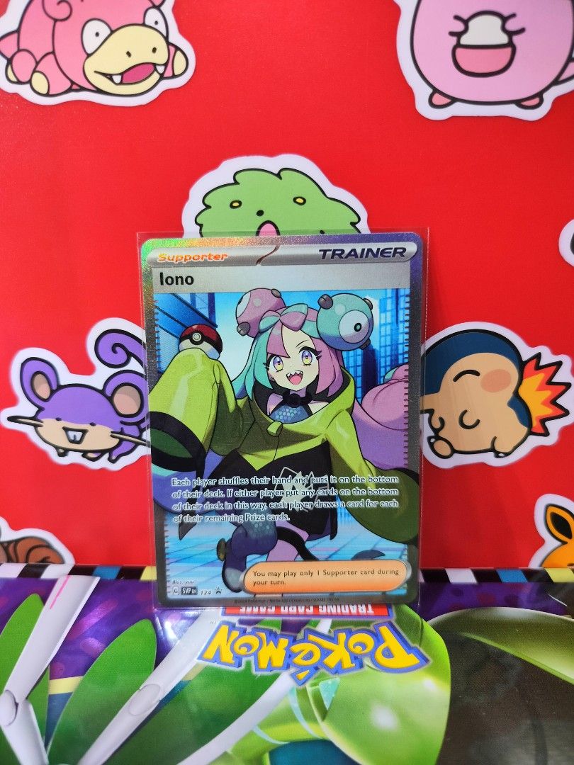IONO SR SVP124 (Category: Raw Singles) located in San Antonio. Submitted by lansbitshop (Listing ID 1469889119, Image 1). Description: IONO SR SVP124 ✨ Condition: Near Mint 💯 100% Authentic / Original Pokémon TCG 📍 TERMS & CONDITIONS: 💳 Payment: Payment First via GCash / Gotyme 📦 Packaging: Sleeve + Toploader + Cardboard included 🚚 Shipping: J&T (Buyer shoulders fee) ❌ NO Cancellations once order is confirmed ❌ NO Return / Refund / Exchange 