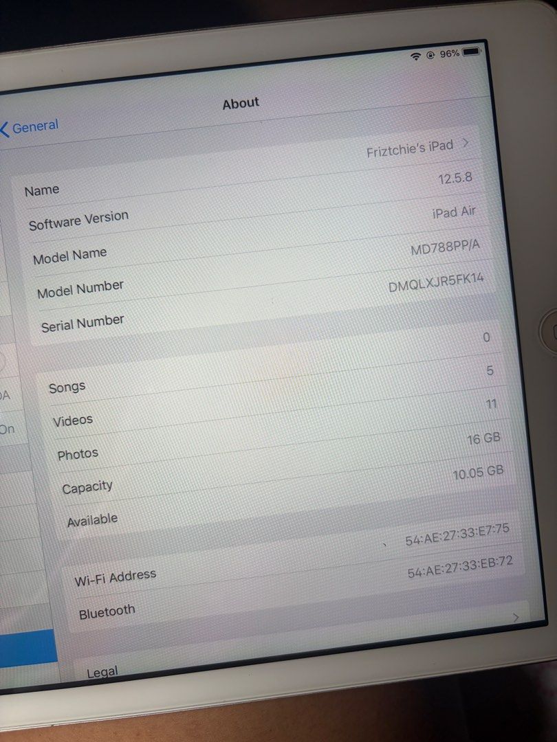 iPad Air 2 (Category: iPad) located in Siquijor. Submitted by yhostuff (Listing ID 1469858361, Image 3). Description: - Model: Apple iPad Air 2 - Capacity: 16GB storage - Software Version: iOS 12.5.8 - Condition: Good, well-maintained, clear screen and functional camera - Features: Crisp Retina display, smooth performance for everyday apps, browsing, and media -w/ Tempered glass since day 1. 📌Thats the only latest ios version for ipad air 2 📌on