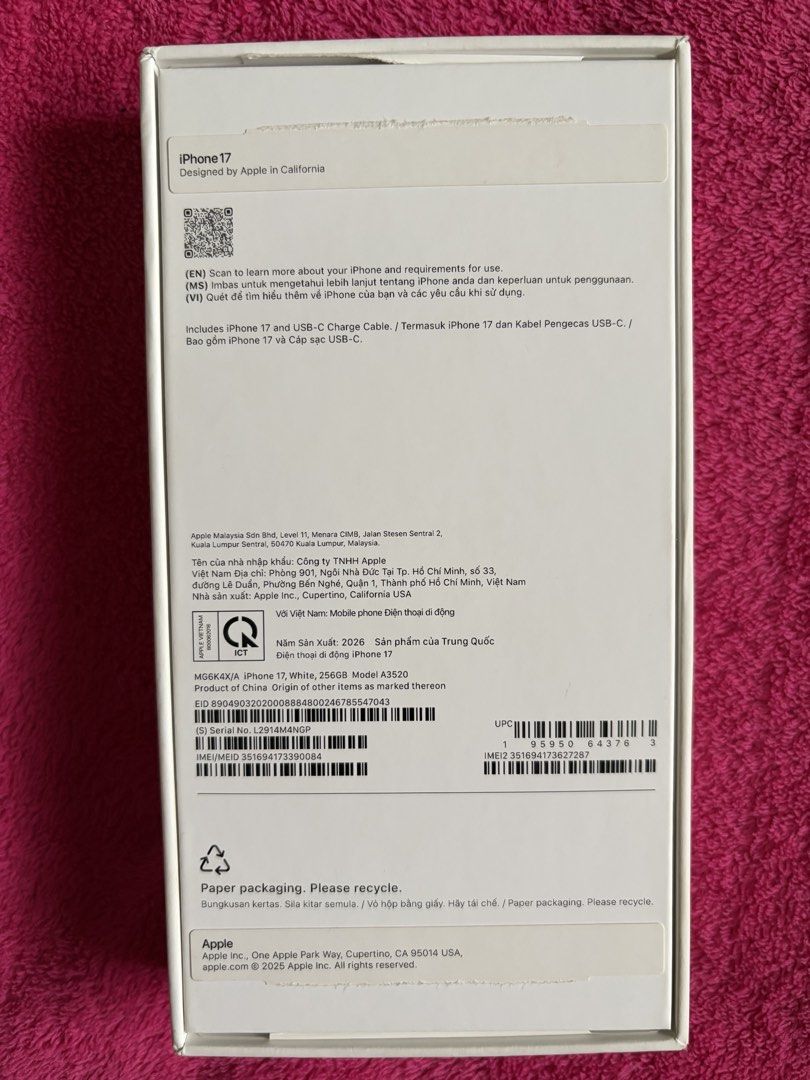 iphone 17 (Category: iPhone 17 Series) located in Apalit. Submitted by abercrombie0221 (Listing ID 1469841783, Image 2). Description: 256gb ilang months plang nagagamit 96% ang battery life pm mko send ko ung pics ng phone no issues.