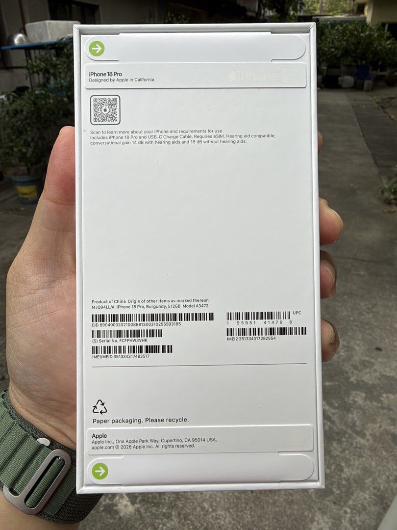 iPhone 18 Pro 512gb, Burgundy (Category: Early Generation Mobile Phones) located in Quezon City. Submitted by --ro-- (Listing ID 1469844169, Image 2). Description: iPhone 18 Pro 512gb, Burgundy Sealed Pickup @ New Manila, QC.