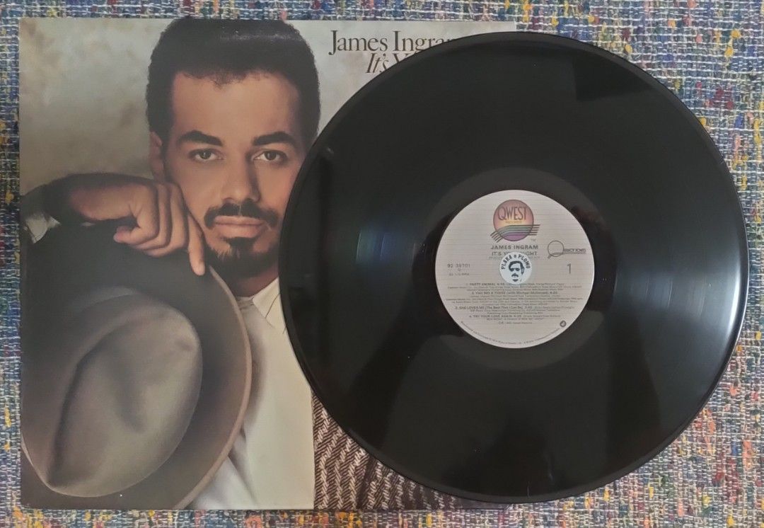 James Ingram - It's Your Night LP Vinyl Record (Category: Vinyls) located in Quezon City. Submitted by plaka.o.plomo (Listing ID 1469793099, Image 3). Description: Artist(s) : James Ingram Album : It's Your Night Year : 1983 Media : VG+ Color : Black Sleeve : VG+ No. : 1x Vinyl Size : 12" RPM : 33 Country : Canada Catalog No. : 92 39701 Tracklist : - Side 1 1. Party Animal 4:55 2. Yah Mo Be There 4:40 3. She Loves Me (The Best That I Can Be) 3:40