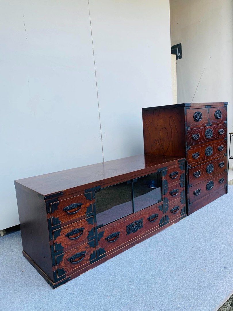 JAPAN SUPLUS TV RACK AND CHEST DRAWE (Category: Shelves, Cabinets & Racks) located in Manila. Submitted by justinlei.103 (Listing ID 1469929222, Image 3). Description: “JAPAN SURPLUS” VINTAGE TANSU CHEST DRAWER & TV RACK DRAWER SIZE: Chest Drawer: 30L” x 18W” x 37H” inches Tv Rack 47L” x 18W” x 20H” inches (AS-IS ITEM) IN GOOD CONDITION.