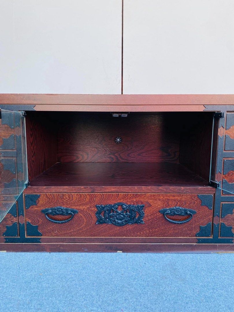 JAPAN SURPLUS TV RACK (Category: Shelves, Cabinets & Racks) located in Manila. Submitted by justinlei.103 (Listing ID 1469929103, Image 2). Description: “JAPAN SURPLUS” VINTAGE TANSU TV RACK DRAWERS SIZE: 47L” x 18W” x 20H” inches (AS-IS ITEM) IN GOOD CONDITION.