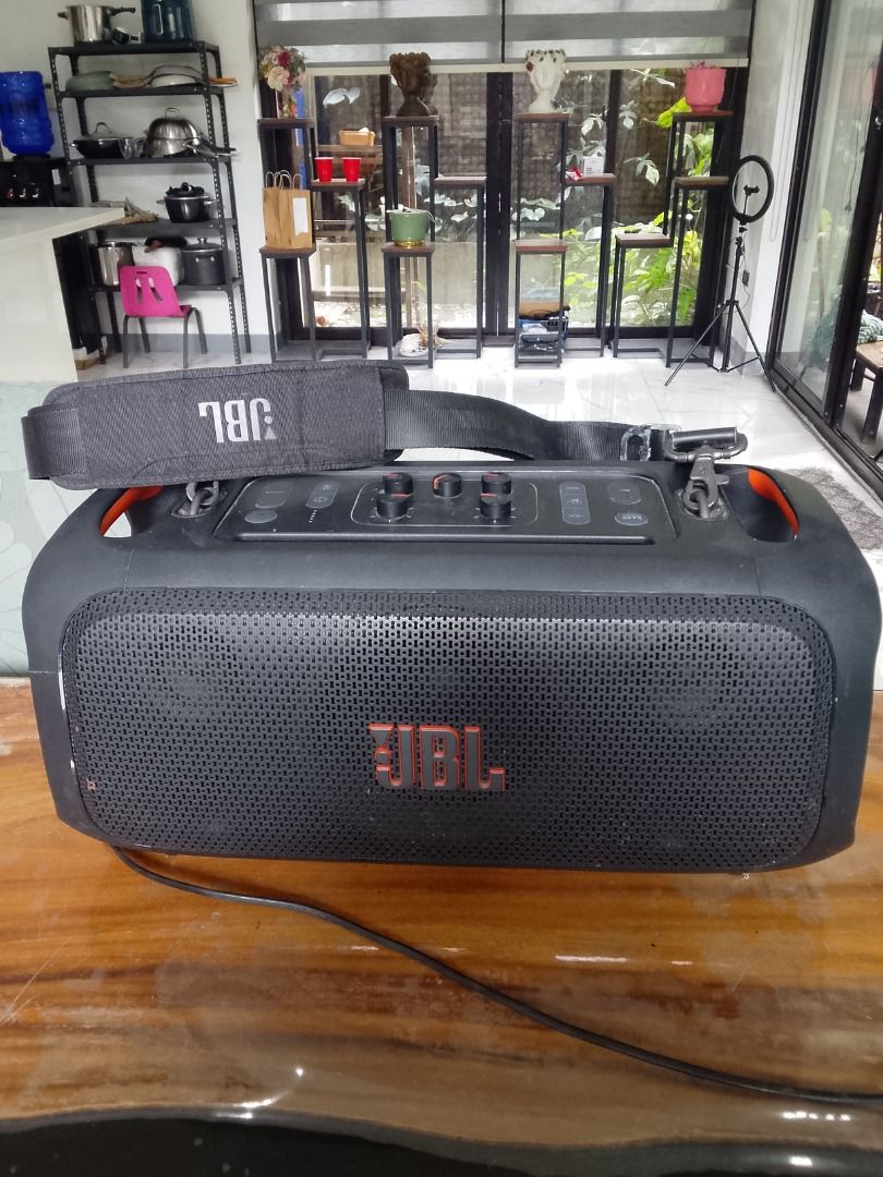 JBL OTG (Category: Soundbars, Speakers & Amplifiers) located in Quezon City. Submitted by kema2191 (Listing ID 1466743961, Image 2). Description: JBL PARTYBOX OTG ESSENTIAL With original charger Slightly used 14k Issue: walang mic Loc: Lagro Quezon city.