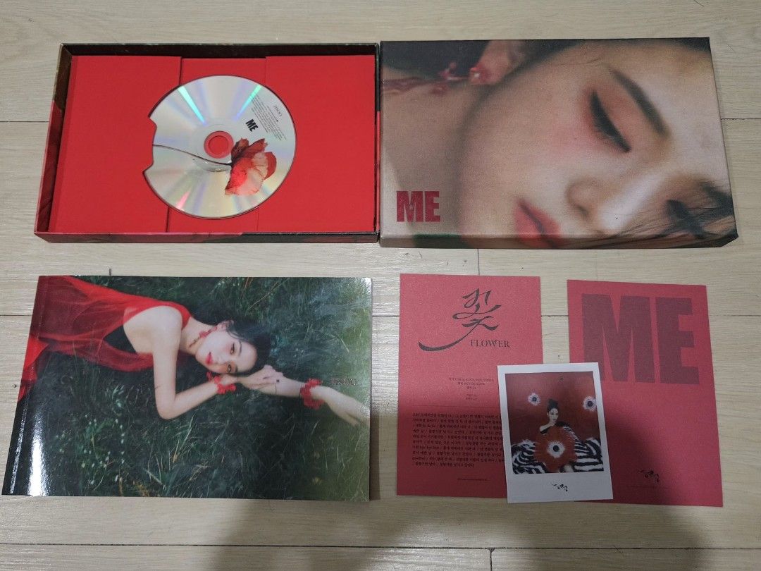 Jisoo ME First Single Album Set (Category: CDs & DVDs) located in Taytay. Submitted by trialpile (Listing ID 1469817983, Image 1). Description: - Official Jisoo solo album - ME - Condition: Carefully stored, clean, and intact - Inclusions: Outer box, CD with flower graphic, photobook, lyrics insert, polaroid, and paper goods - What you see is what you get (everything pictured is included) - No photocard and bookmark included.