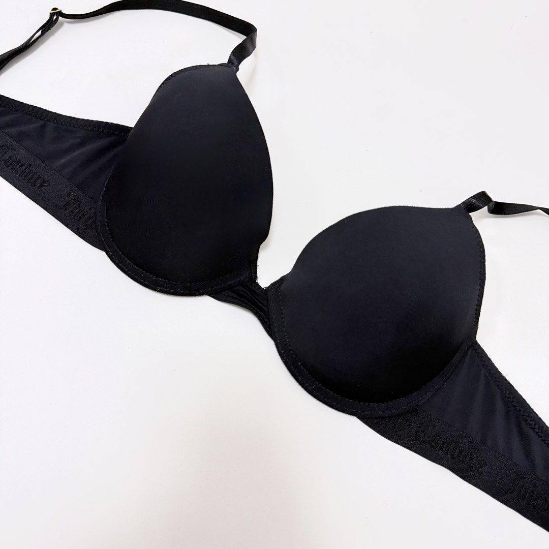JUICY COUTURE Black Push-up Bra [34B] (Category: Undergarments & Loungewear) located in Malabon City. Submitted by k_intimates (Listing ID 1469931981, Image 3). Description: Details: • Size 34B / wired / push-up • Minimal sign of use on the inner cups—doesn’t affect the form. • Juicy Couture Black Push-Up Bra designed with molded, padded cups and thin adjustable straps with “Juicy Couture” text on the band..