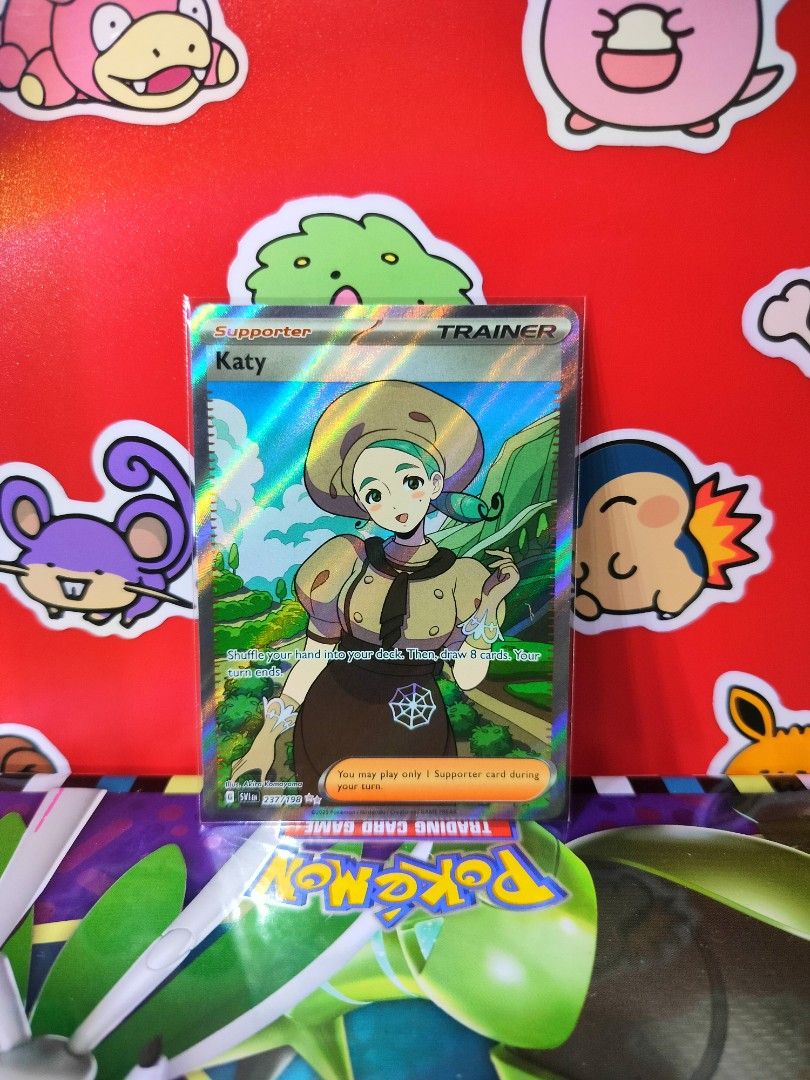 KATY Ultra Rare 237/198 (Category: Raw Singles) located in San Antonio. Submitted by lansbitshop (Listing ID 1469887726, Image 1). Description: KATY Ultra Rare 237/198 ✨ Condition: Near Mint 💯 100% Authentic / Original Pokémon TCG 📍 TERMS & CONDITIONS: 💳 Payment: Payment First via GCash / Gotyme 📦 Packaging: Sleeve + Toploader + Cardboard included 🚚 Shipping: J&T (Buyer shoulders fee) ❌ NO Cancellations once order is confirmed ❌ NO Return / 