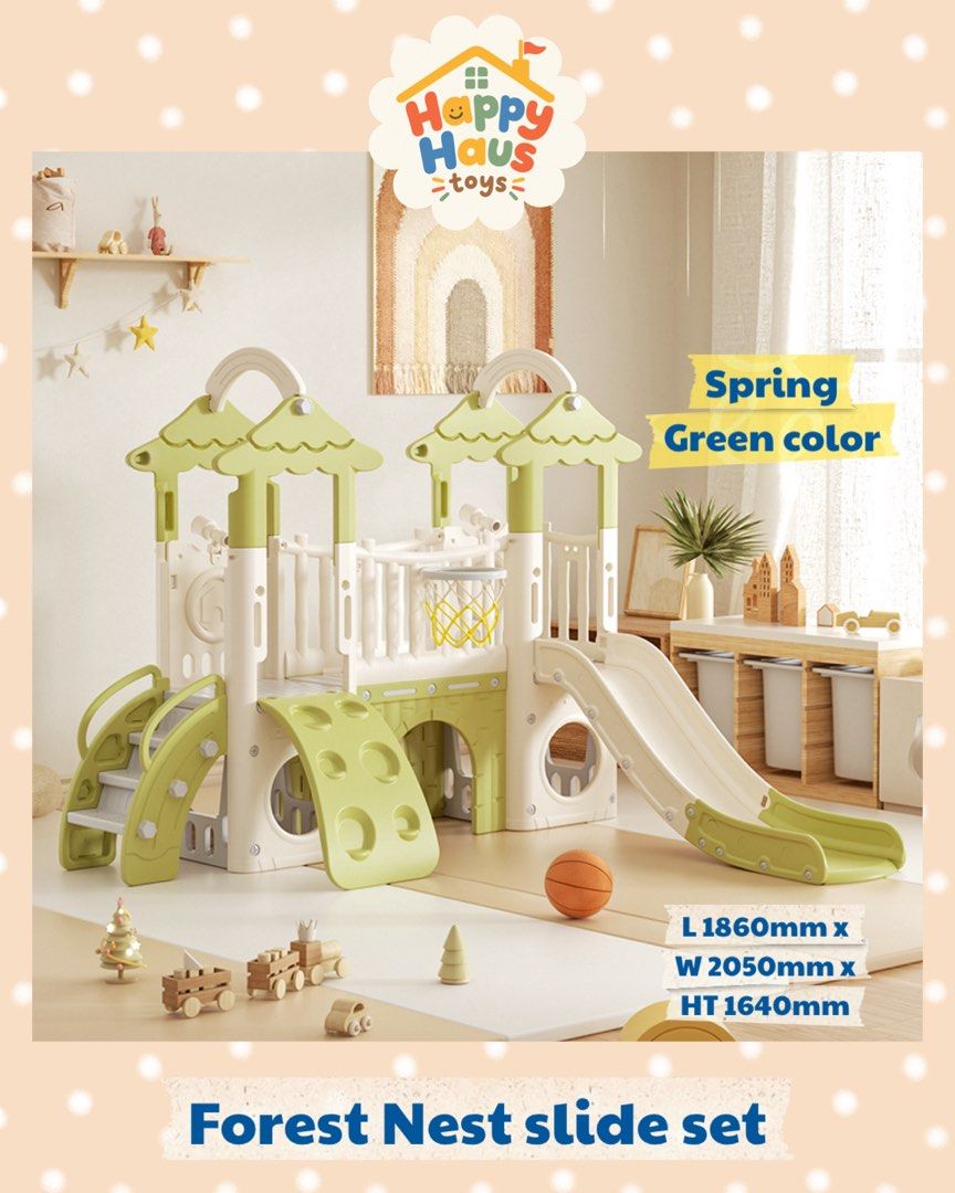 Kids slide (Category: Kids Toys) located in Manila. Submitted by happylvoe (Listing ID 1469926233, Image 2). Description: Brand new with box kids slide. ₱12,450 1 slide and 1 climbing frame set. Available on hand! Pls visit HappyHaustoys in instagram for more items 😊.