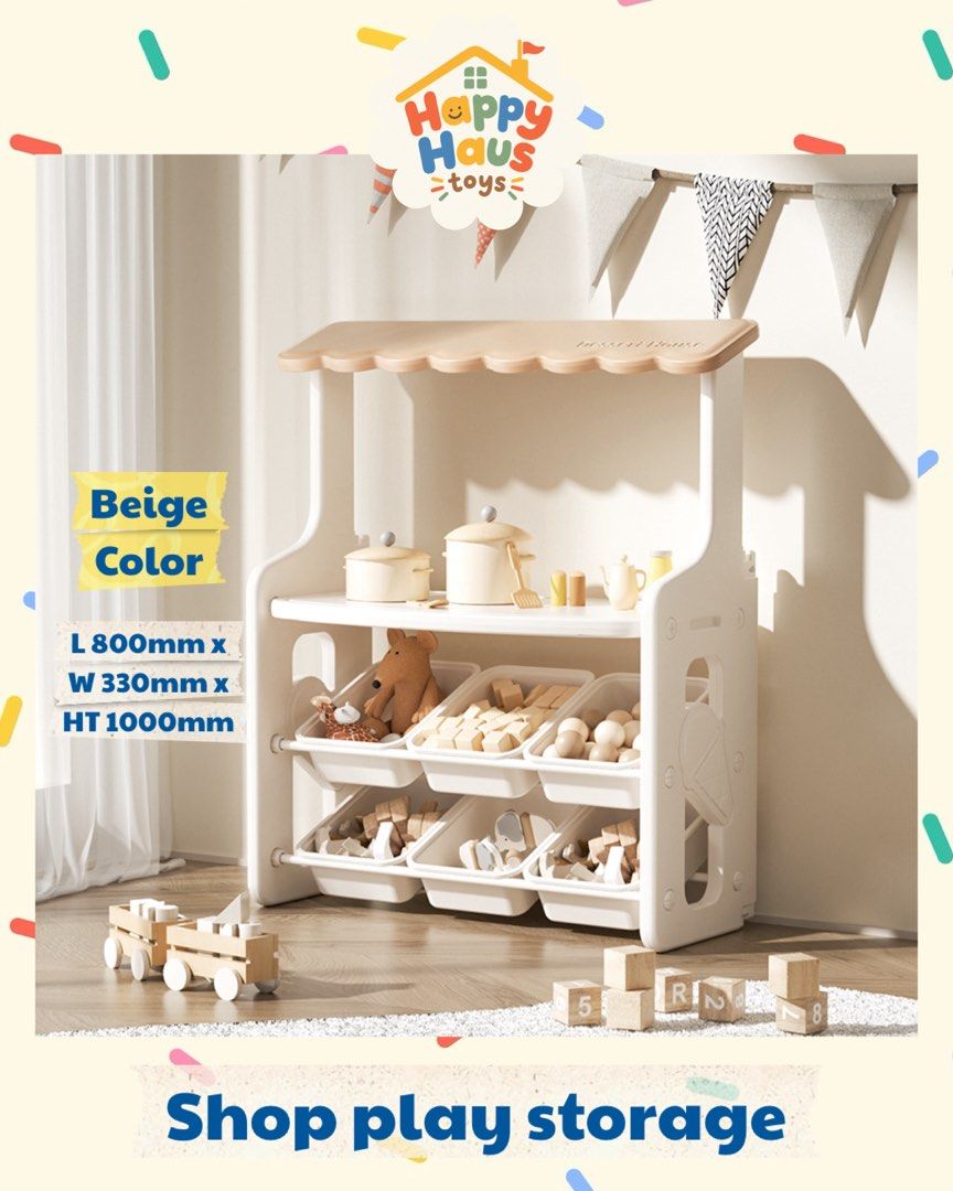 Kids toy organizer (Category: Kids Wardrobes & Storage) located in Manila. Submitted by happylvoe (Listing ID 1469548166, Image 2). Description: Brand new kids shelf! Available in 2 colors. Beige and grey Made from thick and durable material On hand/ available for pick up. Visit happyhaustoys on instagram .