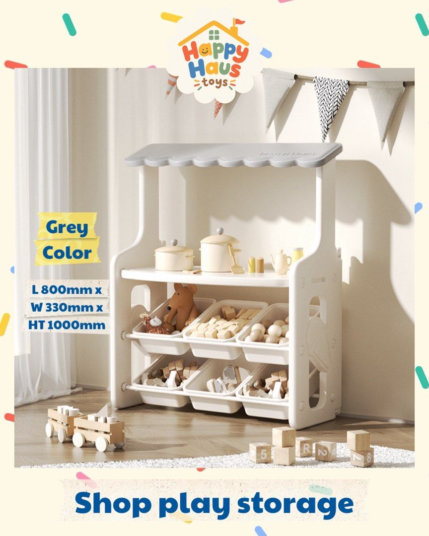Kids toy organizer (Category: Kids Wardrobes & Storage) located in Manila. Submitted by happylvoe (Listing ID 1469548166, Image 1). Description: Brand new kids shelf! Available in 2 colors. Beige and grey Made from thick and durable material On hand/ available for pick up. Visit happyhaustoys on instagram .
