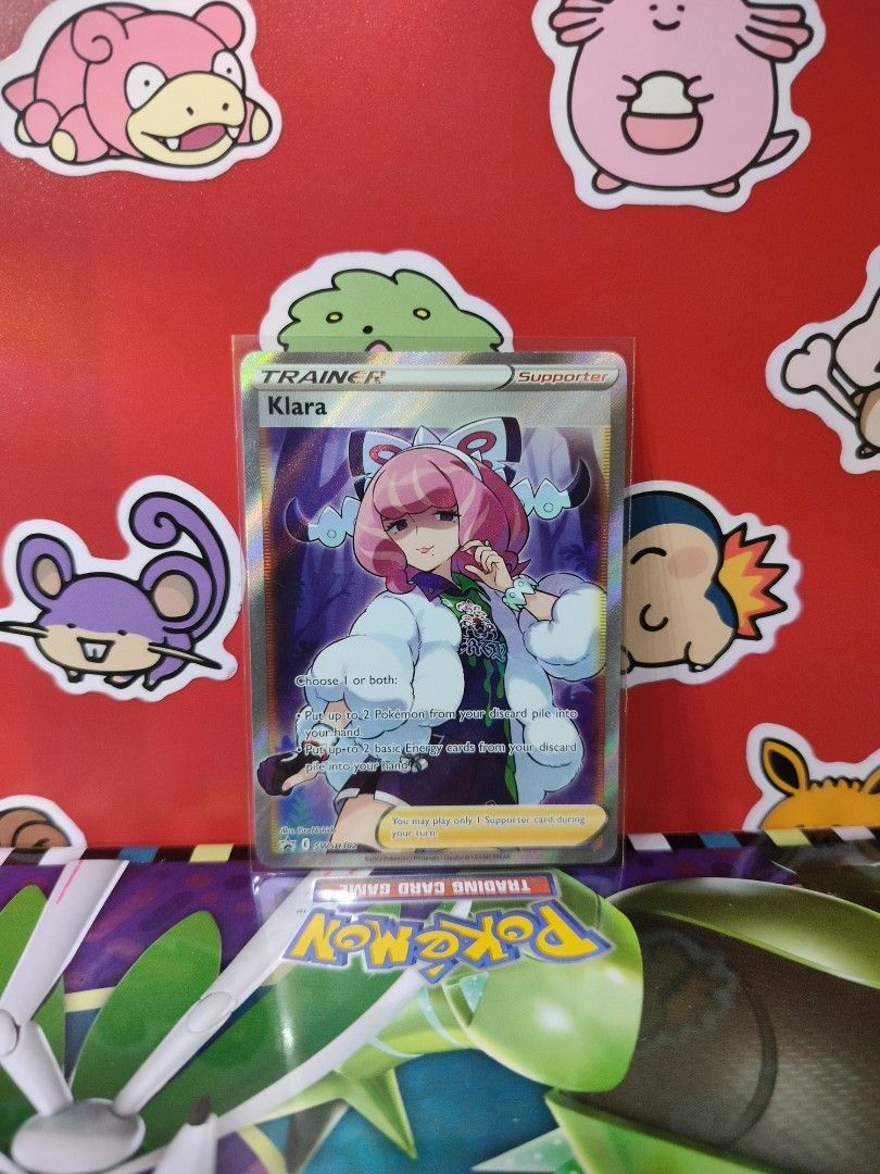 KLARA Full Art Promo SWSH302 (Category: Raw Singles) located in San Antonio. Submitted by lansbitshop (Listing ID 1469886876, Image 1). Description: KLARA Full Art Promo SWSH302 ✨ Condition: Near Mint 💯 100% Authentic / Original Pokémon TCG 📍 TERMS & CONDITIONS: 💳 Payment: Payment First via GCash / Gotyme 📦 Packaging: Sleeve + Toploader + Cardboard included 🚚 Shipping: J&T (Buyer shoulders fee) ❌ NO Cancellations once order is confirmed ❌ NO