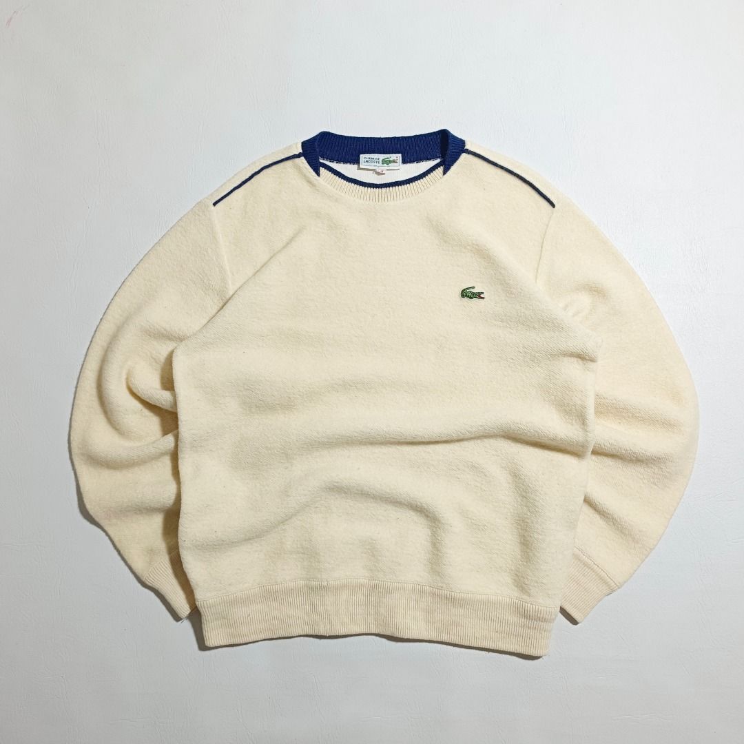 Lacoste Cream Knitted Sweater🐊 (Category: Coats, Jackets and Outerwear) located in Baguio. Submitted by freshmarket_2600 (Listing ID 1469878693, Image 1). Description: Brand: Chemise Lacoste Cream Knitted Sweater Tags: Complete Size: Size 3-Small-Med Dimension: L25W20.5 Condition: Excellent Color rate: 10/10 Color: Beige Issue/s: Minimal stain on cuff.