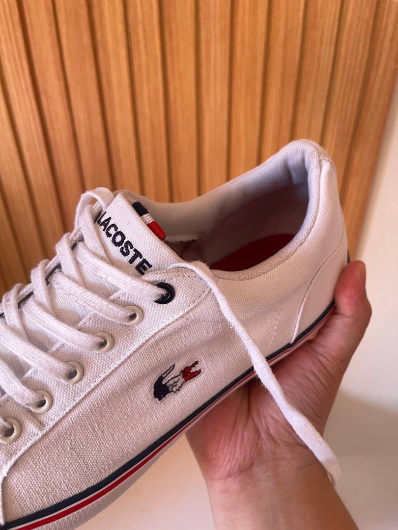 Lacoste Lerond Tricolor Sneakers (Category: Sneakers) located in San Luis. Submitted by revibeee (Listing ID 1469825697, Image 3). Description: FOR SALE LACOSTE LEROND 218 1 QSP CANVAS SNEAKERS FOR MEN COLOR WHITE, RED, AND NAVY BLUE SIZE 9 US 8 UK 42 EURO 28 CM ON TAG CAN FIT SIZE 8.5 US 7.5 UK 41 EURO 27.5 CM SUPER NICE IN ACTUAL IN EXCELLENT CONDITION COLOR RATE 9/10 KINDLY CHECK THE PHOTOS FOR THE COMPLETE DETAILS WITH MINIMAL SIGNS OF USAGE 