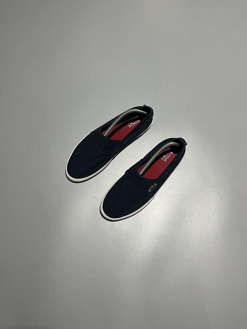 LACOSTE NAVY BLUE SLIP ON FOR MENS (Category: Sneakers) located in Cagayan de Oro. Submitted by shoescdo (Listing ID 1469896116, Image 2). Description: For sale LACOSTE NAVY BLUE SLIP ON FOR MENS Authentic✅/canvas Size:42Euro|9us Condition:9.5/10 Good as new Condition Thrift shoes (Ukay shoes, Manage your expectations) Sign of usage only First to Mine basis only Direct pm for complete details NoReturn/NoExchange Inclusion: w/ freebies (“SALIKHA” 