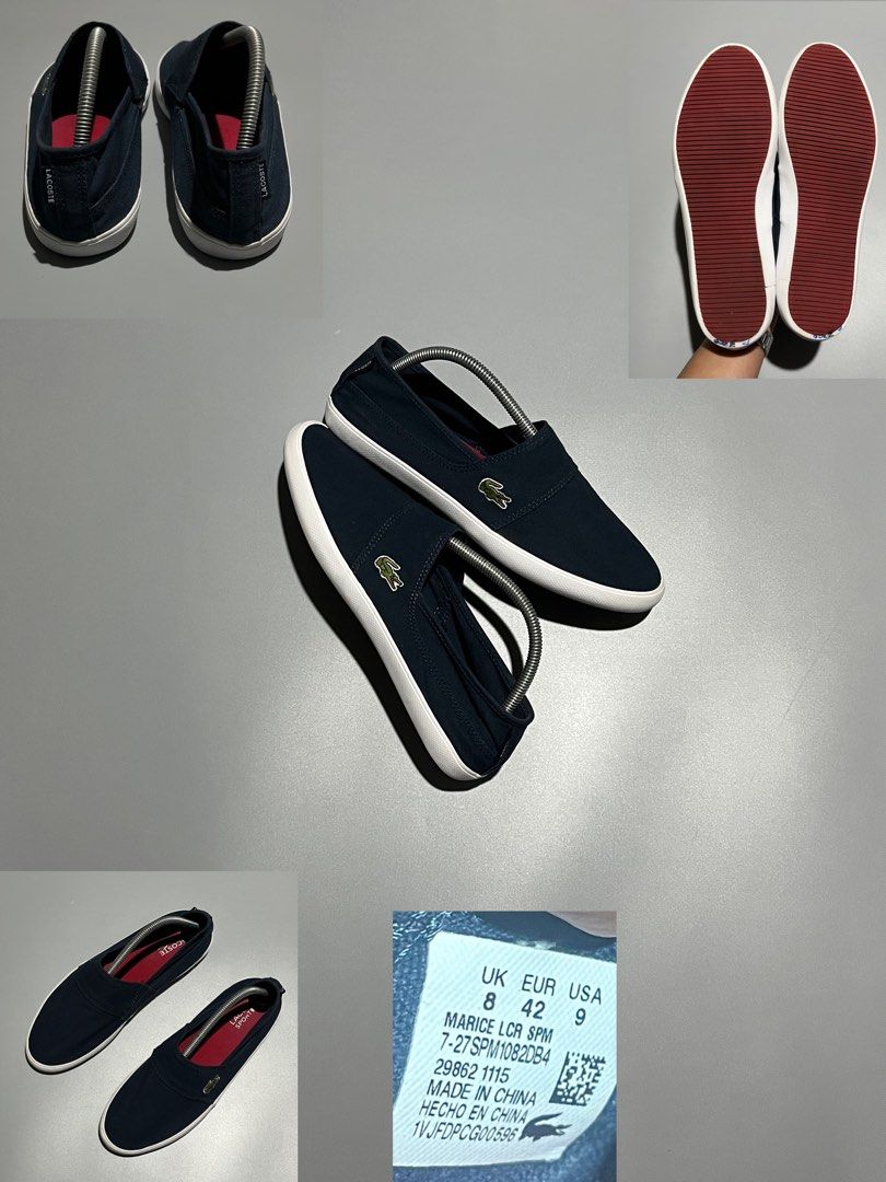 LACOSTE NAVY BLUE SLIP ON FOR MENS (Category: Sneakers) located in Cagayan de Oro. Submitted by shoescdo (Listing ID 1469896116, Image 1). Description: For sale LACOSTE NAVY BLUE SLIP ON FOR MENS Authentic✅/canvas Size:42Euro|9us Condition:9.5/10 Good as new Condition Thrift shoes (Ukay shoes, Manage your expectations) Sign of usage only First to Mine basis only Direct pm for complete details NoReturn/NoExchange Inclusion: w/ freebies (“SALIKHA” 