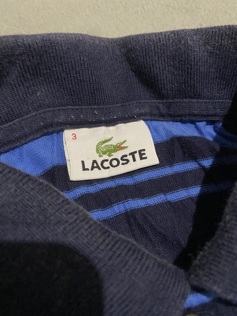 Lacoste polo shirts (Category: Tshirts & Polo Shirts ) located in Tabaco. Submitted by centthrif55361 (Listing ID 1469848397, Image 3). Description: Lactose Size 3 on tag W:18.4 L:27.3 Very good condition Color rate 9.5/10 Issue last photo Need wash .