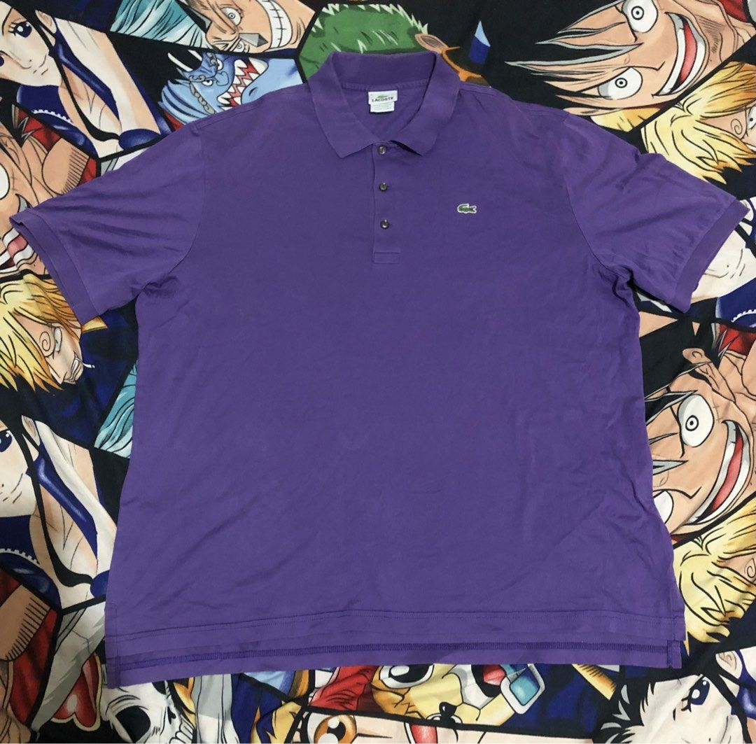Lacoste Purple Polo Shirt Size 8 (Category: Tshirts & Polo Shirts ) located in Manila. Submitted by gobvs222 (Listing ID 1469926809, Image 1). Description: - Brand: Lacoste - Color: Vibrant Purple - Size: Tagged Size 8 - Material: Comfortable 100% Cotton - Origin: Made in Peru (Designed in France) - Features: Short sleeves, classic button placket, embroidered crocodile logo on chest - Condition: Clean collar, neat stitching, excellent for casual 