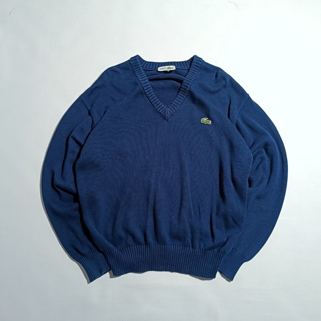 Lacoste Vneck Knitted Sweater🐊 (Category: Coats, Jackets and Outerwear) located in Baguio. Submitted by freshmarket_2600 (Listing ID 1469884282, Image 1). Description: Brand: Chemise Lacoste Vneck Knitted Sweater Tags: Complete Size: Size 4- M-L Dimension: L25W22 Condition: Excellent Color rate: 10/10 Color: Navy blue Issue/s: None.