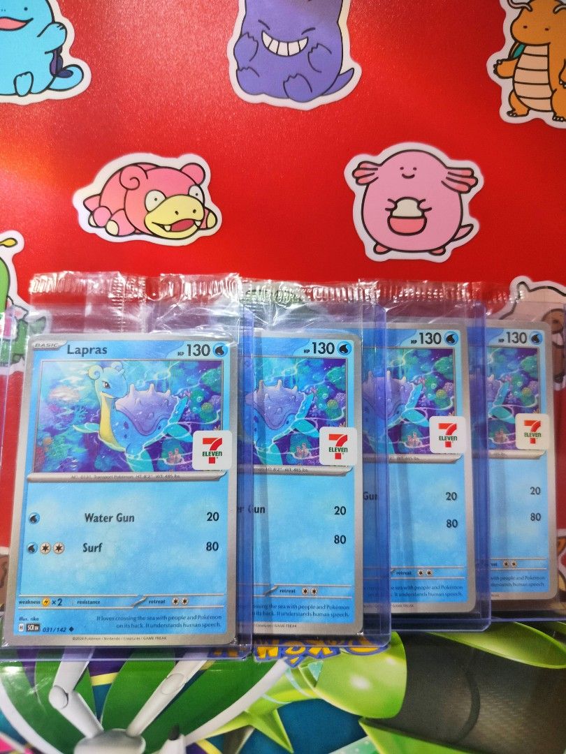 LAPRAS 7-Eleven Promo 031/142 SEALED (Category: Raw Singles) located in San Antonio. Submitted by lansbitshop (Listing ID 1469923220, Image 3). Description: LAPRAS 7-Eleven Promo 031/142 SEALED ✨ Condition: Mint 💯 100% Authentic / Original Pokémon TCG 📍 TERMS & CONDITIONS: 💳 Payment: Payment First via GCash / Gotyme 📦 Packaging: Sleeve + Toploader + Cardboard included 🚚 Shipping: J&T (Buyer shoulders fee) ❌ NO Cancellations once order is con