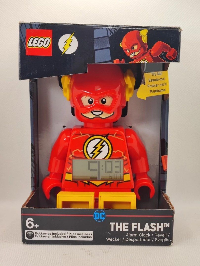LEGO DC The Flash Alarm Clock (Category: Clocks) located in Antipolo. Submitted by almm15 (Listing ID 1469817062, Image 1). Description: - Brand new & sealed in original retail box - Official DC Comics merchandise - Giant LEGO The Flash minifigure design with movable arms and legs - Built-in LCD screen on the chest displaying the time - Battery-powered for easy placement anywhere - Recommended for ages 6 and up - Great gift for LEGO and superhero