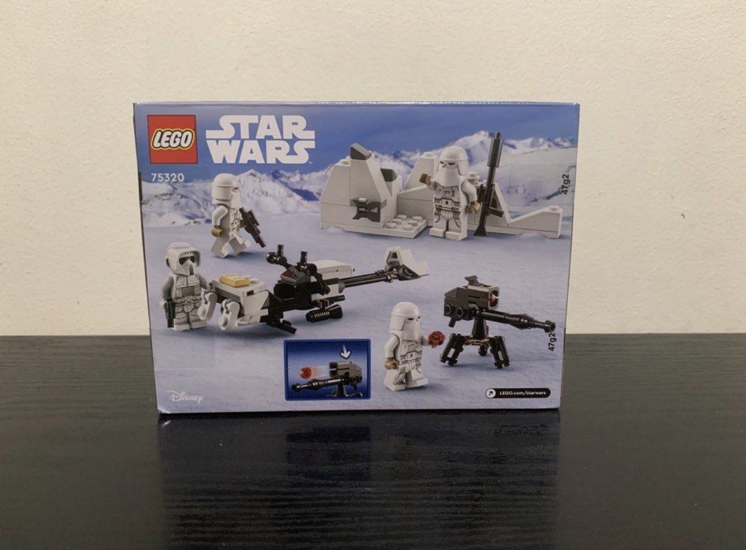 LEGO Star Wars Snowtrooper Battle Pack 75320 (Category: Lego & Building Sets) located in Quezon City. Submitted by wertymoshi (Listing ID 1469797251, Image 2). Description: - Brand: LEGO - Theme: Star Wars (Set 75320 - Snowtrooper Battle Pack) - Condition: Brand new, factory-sealed, clean box - Minifigures: 3 Snowtroopers and 1 Scout Trooper - Inclusions: Hoth speeder bike, E-Web heavy repeating blaster, and snow trench with laser turret - Mode o