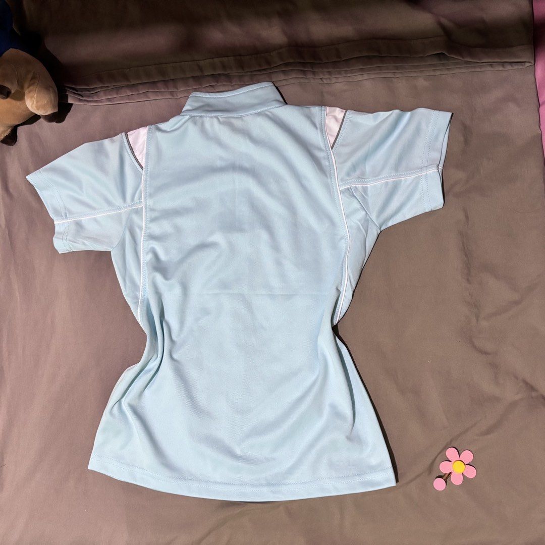 Light blue half-zip athletic polo shirt size M (Category: Activewear) located in Manila. Submitted by shimiiiiiii (Listing ID 1469801346, Image 3). Description: personal preloved worn once best fit s-m .