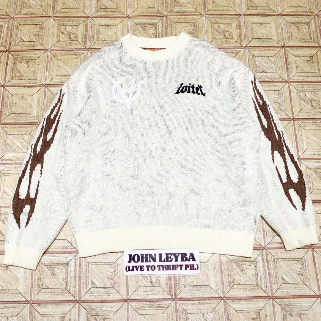 Loiter Knitted Sweater (White) (Category: Coats, Jackets and Outerwear) located in San Pablo. Submitted by johnleyba15 (Listing ID 1469772609, Image 1). Description: Loiter Knitted Sweater (White) 1,500 freeshipping na Medium to Large Size (L28 W23) 10/10-Good As New (No issues) 100% Legit Pm na lang sa lahat ng interesado .