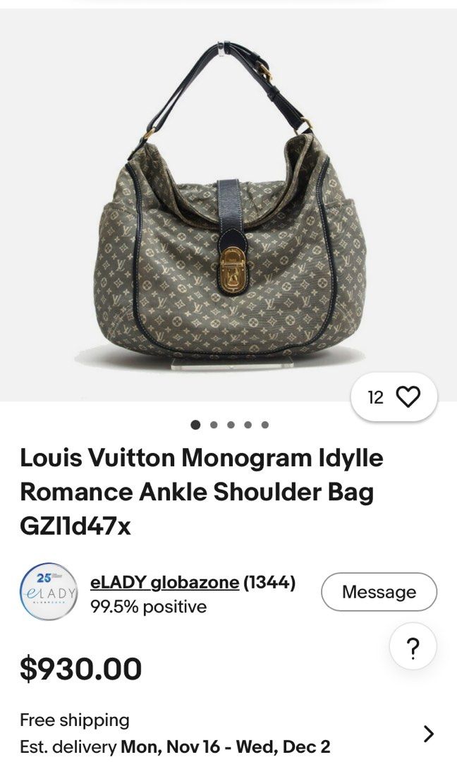 LOUIS VUITTON MONOGRAM IDYLLE ROMANCE ANKLE SHOULDER BAG (Category: Shoulder Bags) located in General Mariano Alvarez. Submitted by adonid (Listing ID 1469803838, Image 2). Description: LOUIS VUITTON MONOGRAM IDYLLE ROMANCE ANKLE SHOULDER BAG GOOD CONDITION NORMAL SIGN OF USAGE ONLY .