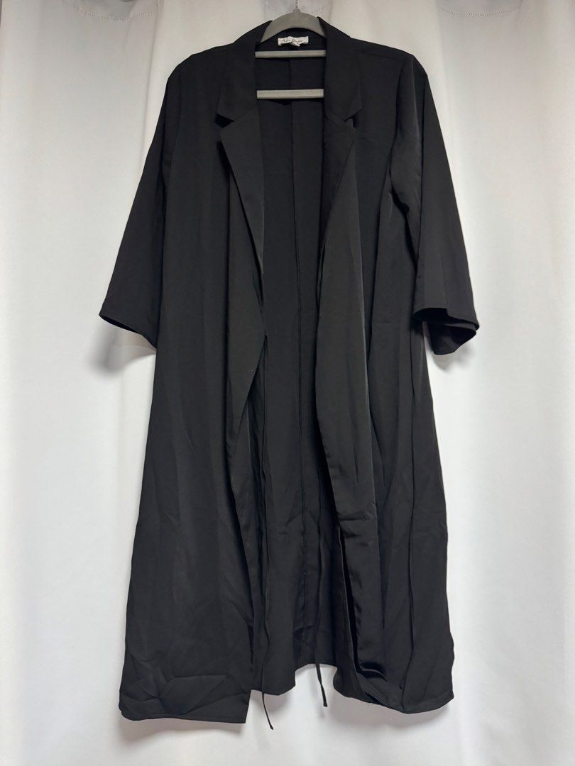 Love Bonito Black Jael Foldover Duster Coat (Category: Coats, Jackets and Outerwear) located in Calamba. Submitted by cheriiv (Listing ID 1469779022, Image 2). Description: - Brand: Love, Bonito - Color: Black - Size: S (UK 8, US 4) - Design: Open front with lapel collar and mid-length sleeves - Fabric: Lightweight and flowy.