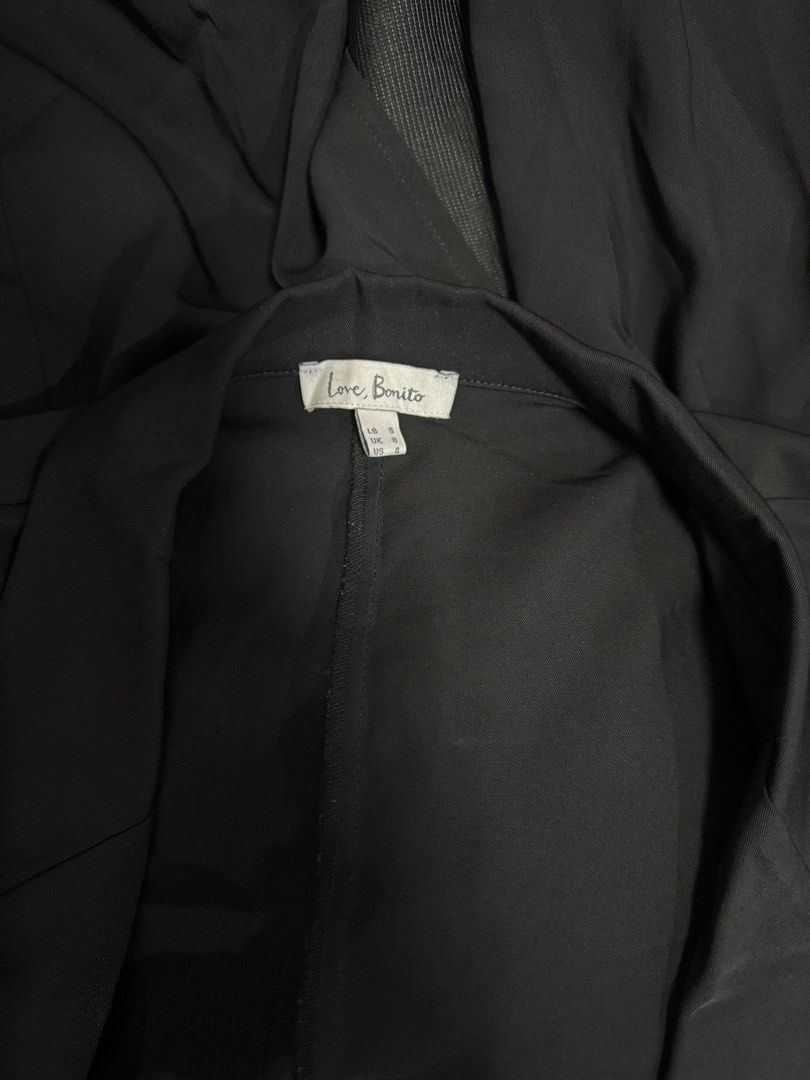 Love Bonito Black Jael Foldover Duster Coat (Category: Coats, Jackets and Outerwear) located in Calamba. Submitted by cheriiv (Listing ID 1469779022, Image 3). Description: - Brand: Love, Bonito - Color: Black - Size: S (UK 8, US 4) - Design: Open front with lapel collar and mid-length sleeves - Fabric: Lightweight and flowy.