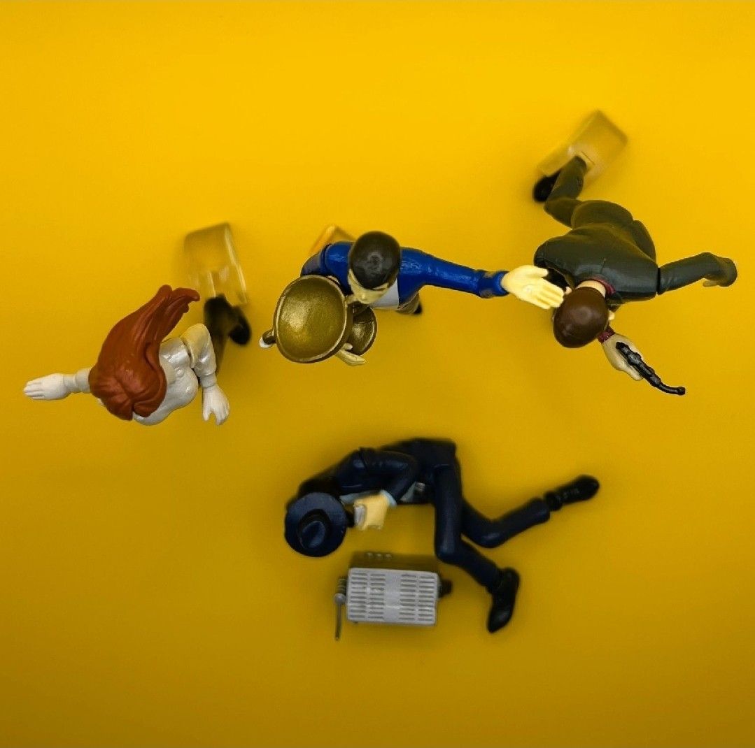 Lupin III miniature action figures complete set with accessories (Category: Figurines & Statues) located in Taytay. Submitted by king_ayamiku (Listing ID 1469937546, Image 2). Description: - Lupin the Third miniature figure set - Includes 4 characters: Lupin (with trophy), Jigen (with gun), Goemon (with radio), and Fujiko (white top/black pants) - Comes with clear stands for easy display - Perfect collectible set for anime fans - Condition: Minor