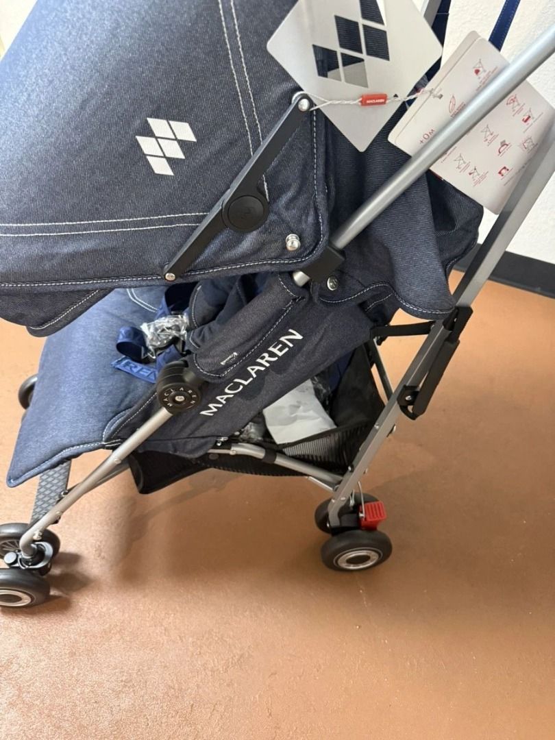 Maclaren Quest Denim Stroller (Category: Strollers) located in Manila. Submitted by vashtardo (Listing ID 1469932421, Image 2). Description: - Authentic Maclaren Quest stroller in trendy blue denim fabric - Lightweight umbrella fold design for effortless transport and storage - Padded harness straps ensuring maximum child safety and comfort - Convenient under-seat storage basket for your essentials - Stylish adjustable canopy featuring signature 