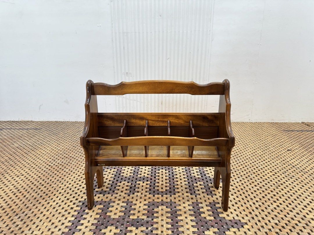 Magazine Rack (Category: Other Home Furniture) located in Quezon City. Submitted by matetdevis13 (Listing ID 1469770076, Image 1). Description: Vintage Wooden Magazine & Newspaper Rack with Dividers Price: 2,200 L21 x W7.5 x H19 In good condition Code JMD2-M753.