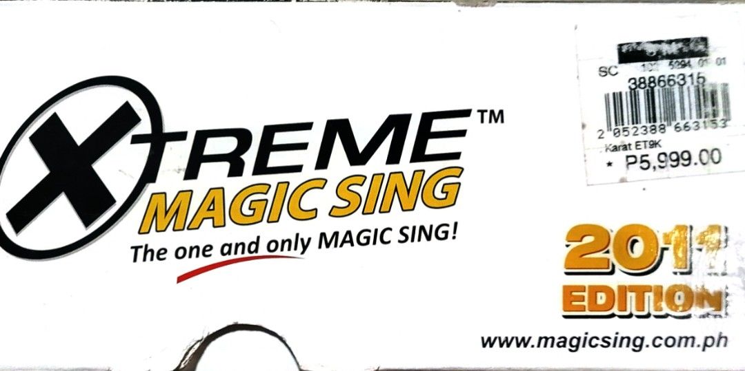 Magic Sing Karat ET9K Portable Videoke Microphone 2011 Edition (Category: Other Audio Equipment) located in Las Pinas. Submitted by jrt0306 (Listing ID 1469875881, Image 3). Description: - Product: Magic Sing Karat ET9K Portable Videoke Microphone System (2011 Edition) - Song Library: Over 2,100 built-in songs ready to play - Condition & Packaging: Complete set in original box - What's Included: Wired microphone, power adapter, AV cables, USB cab
