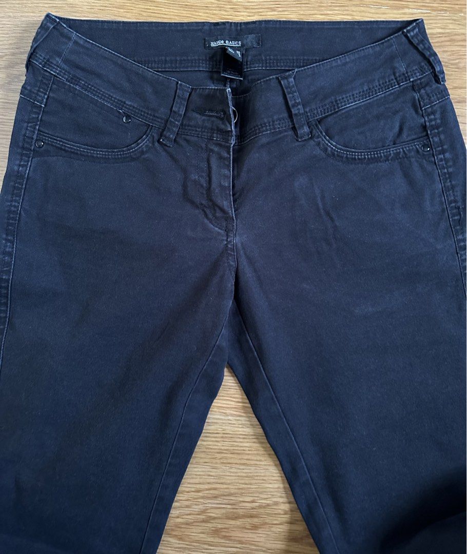 Mango Basics Black Pants (Category: Jeans) located in Mandaluyong City. Submitted by unworntobarelyworn (Listing ID 1469857689, Image 3). Description: - Brand: Mango Basics - Size: EUR 36/ US 4 - Color: Dark wash black - Fit: Classic slim cut with standard straight legs - Details: Front and back pockets, waist belt loops.