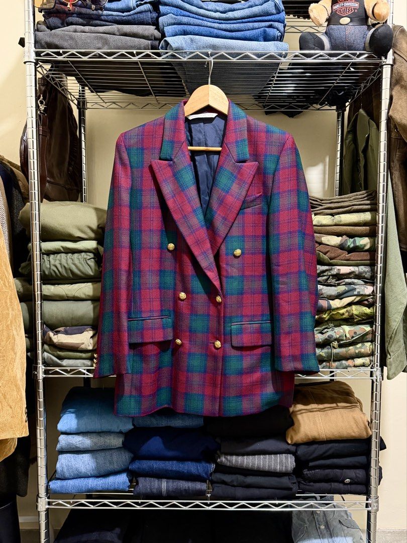 Marks & Spencer Tartan Plaid Double Breasted Gold Button Coat Jacket (Category: Coats, Jackets and Outerwear) located in Dinalupihan. Submitted by brokencasket (Listing ID 1469918471, Image 1). Description: Marks & Spencer Tartan Plaid Double Breasted Gold Button Coat Jacket Size 38 on tag. Measurements on photo. .